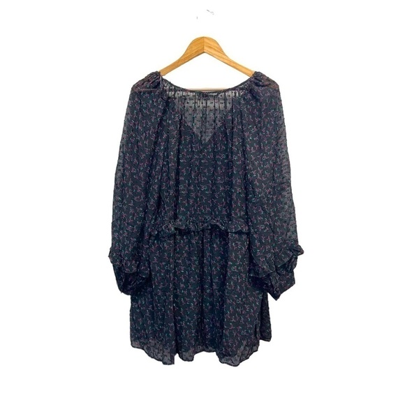 NWT ZARA BASIC Floral Swiss Dot Ruffle Babydoll Dress - Picture 6 of 7